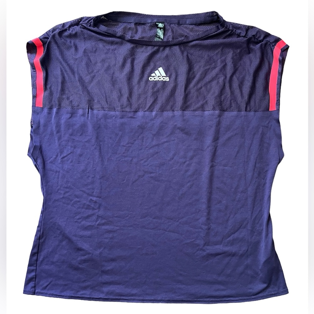 Adidas Womens Escouade Tennis Tee purple mesh contrast XL 21x23